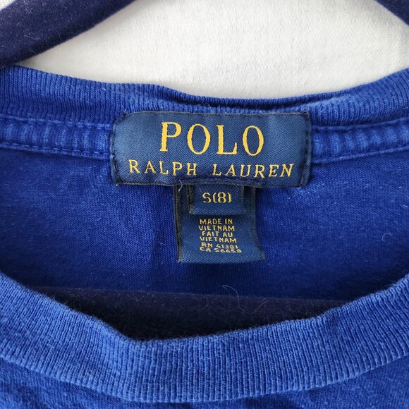 Polo Ralph Lauren Long Sleeve T-Shirt Youth Size 8 Blue Cotton 🎉 Host Pick - Picture 2 of 6